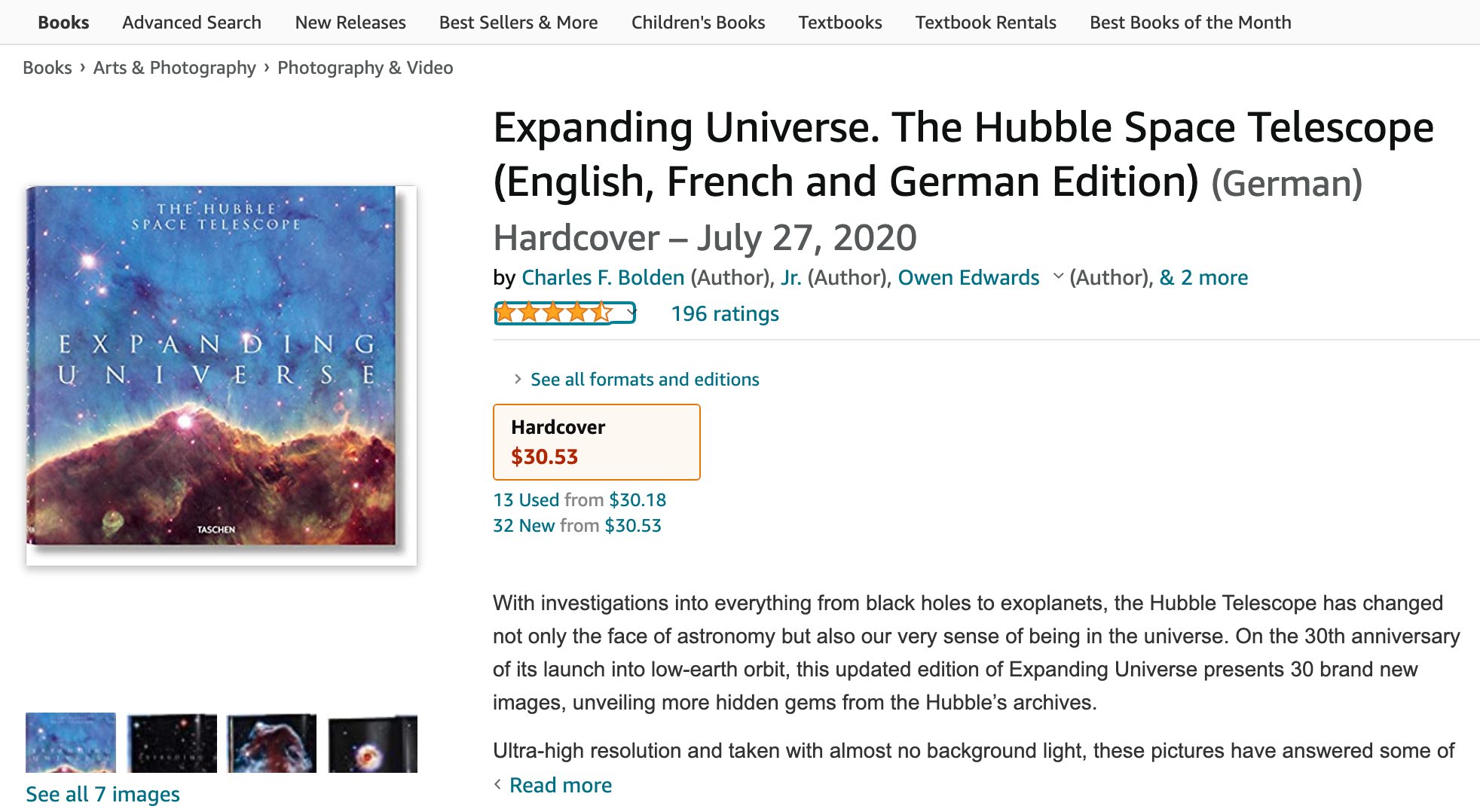 Expanding Universe. The Hubble Space Telescope (English, French and German Edition).jpg